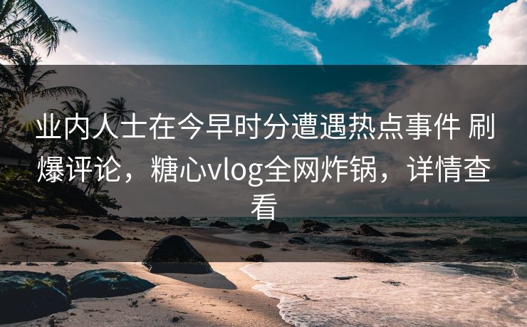 业内人士在今早时分遭遇热点事件 刷爆评论，糖心vlog全网炸锅，详情查看