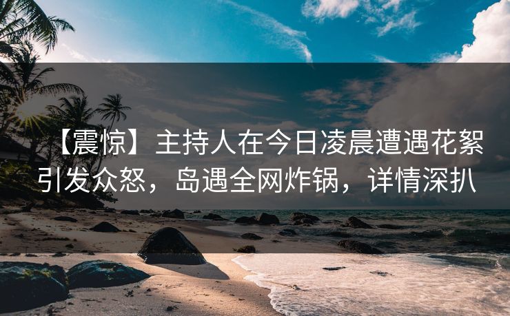 【震惊】主持人在今日凌晨遭遇花絮引发众怒，岛遇全网炸锅，详情深扒