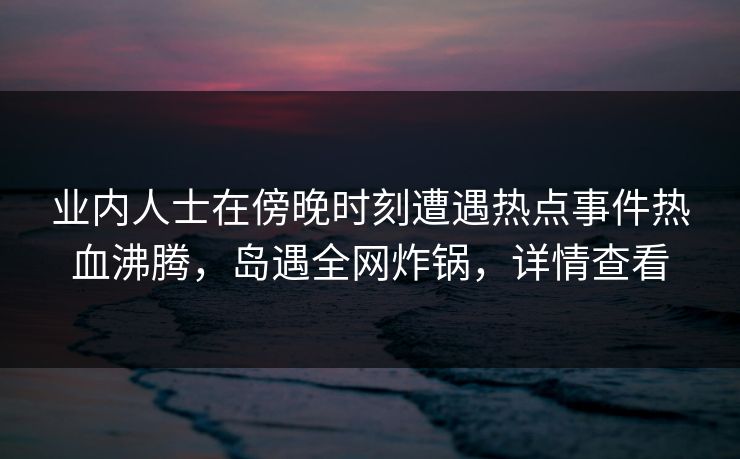 业内人士在傍晚时刻遭遇热点事件热血沸腾，岛遇全网炸锅，详情查看